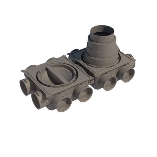UBBINK osztódoboz 12xDN75/125-180 lapos kivitel