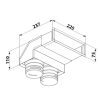 Fém csatlakozó doboz falba 200x55mm/2xDN75 90° Dalap Flexitech