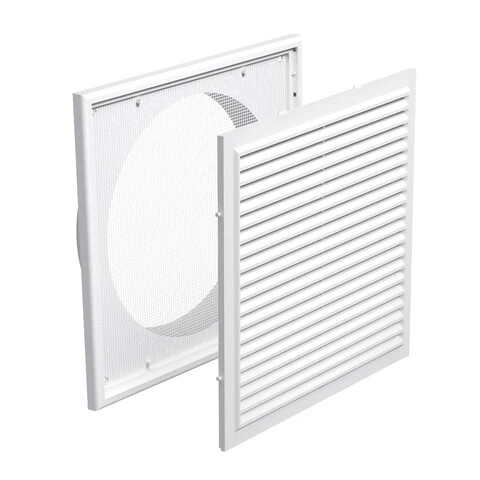 Műanyag rács 250x250mm/DN200 rovarhálóval és csőcsonkkal