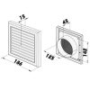 Műanyag rács 186x186mm/DN125 rovarhálóval és csőcsonkkal fehér