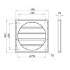 Műanyag rács 295x295mm/DN250 karimával és gravitációs zsaluval szürke