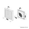 Műanyag rács 186x186mm/DN150 rovarhálóval és csőcsonkkal fehér