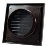 Műanyag rács 154x154mm/DN100 rovarhálóval és csőcsonkkal, barna színű